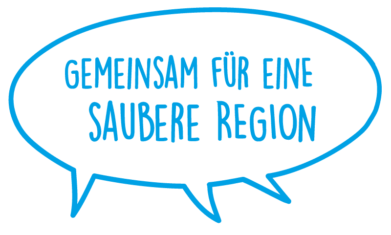 Sprechblase mit dem Inhalt «Gemeinsam für eine saubere Region»