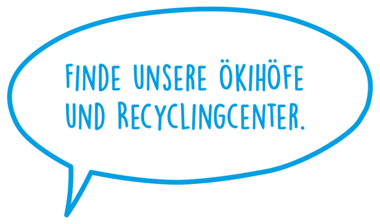 Sprechblase, Finde unsere Ökihöfe und Recyclingcenter